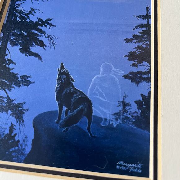 Song Of Wilderness Coyote Wolf Howl 1987 Matted Art Print Marguerite Fields TH2 - Picture 3 of 5